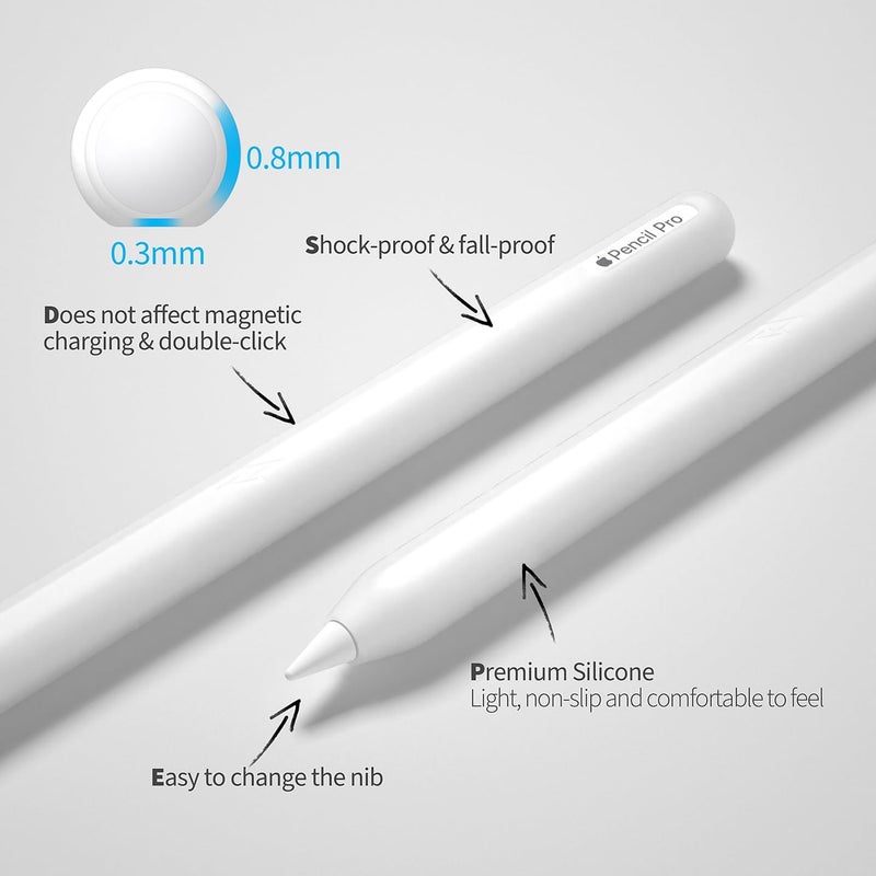 AKSHFETH Ultra Thin Protective Pencil Cover for Apple Pencil Pro &Apple Pencil 2nd Gen Silicone Case Sleeve Compatible with Apple Pencil Pro (Transparent) - Image 3
